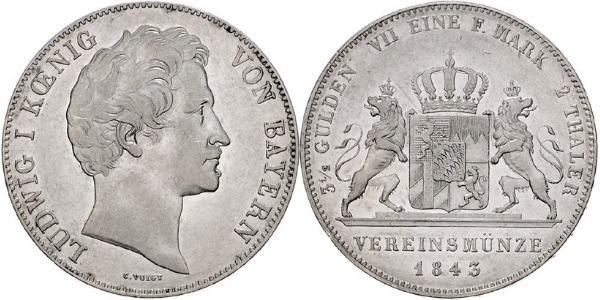 2 Thaler Königreich Bayern (1806 - 1918) Silber Ludwig I. (Bayern)(1786 – 1868)