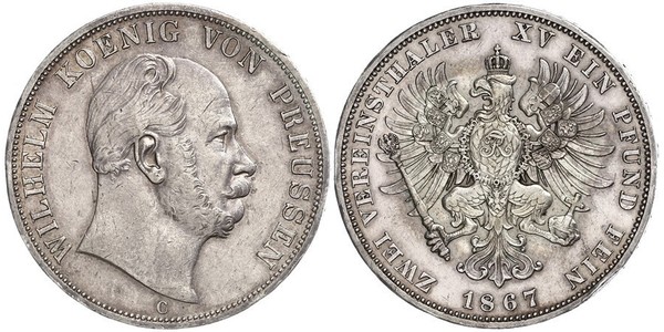 2 Thaler Königreich Preußen (1701-1918) Silber Wilhelm I, German Emperor (1797-1888)