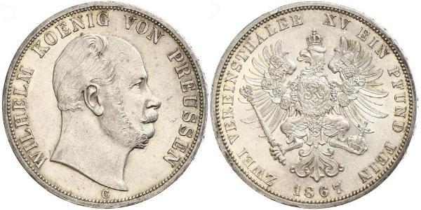 2 Thaler Königreich Preußen (1701-1918) Silber Wilhelm I, German Emperor (1797-1888)