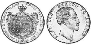 2 Thaler Anhalt-Bernburg (1603 - 1863) Silver Alexander Karl, Duke of Anhalt-Bernburg (1805 – 1863)