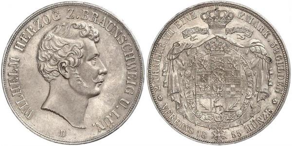 2 Thaler Duchy of Brunswick (1815 - 1918) Silver William, Duke of Brunswick