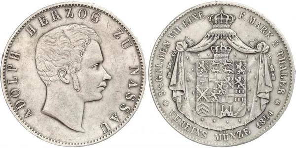 2 Thaler Duchy of Nassau (1806 - 1866) Silver Adolphe, Grand Duke of Luxembourg