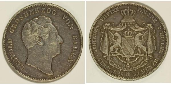 2 Thaler Grand Duchy of Baden (1806-1918) Silver Leopold, Grand Duke of Baden (1790 – 1852)