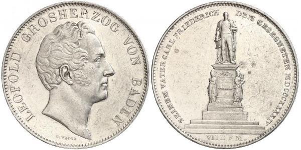 2 Thaler Grand Duchy of Baden (1806-1918) Silver Leopold, Grand Duke of Baden (1790 – 1852)