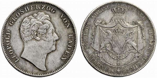 2 Thaler Grand Duchy of Baden (1806-1918) Silver Leopold, Grand Duke of Baden (1790 – 1852)