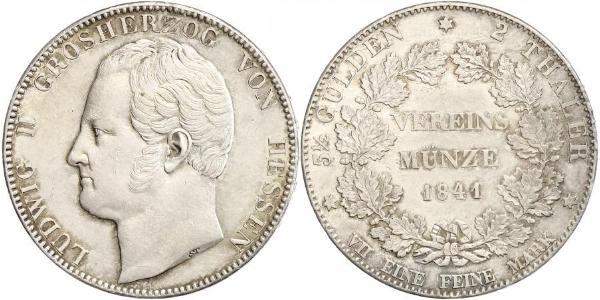 2 Thaler Grand Duchy of Hesse (1806 - 1918) Silver Louis II, Grand Duke of Hesse
