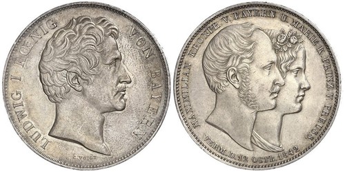 2 Thaler Kingdom of Bavaria (1806 - 1918) Silver Ludwig I of Bavaria (1786 – 1868)