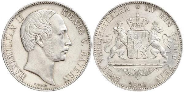 2 Thaler Kingdom of Bavaria (1806 - 1918) Silver Maximilian II of Bavaria (1811 - 1864)