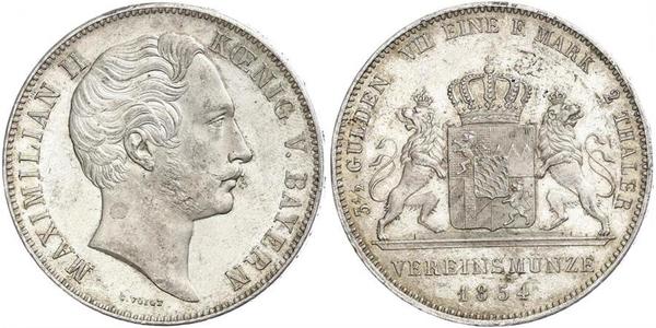 2 Thaler Kingdom of Bavaria (1806 - 1918) Silver Maximilian II of Bavaria (1811 - 1864)