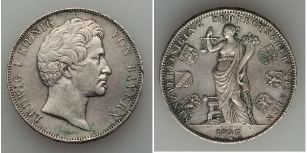 2 Thaler Kingdom of Bavaria (1806 - 1918) Silver Ludwig I of Bavaria (1786 – 1868)