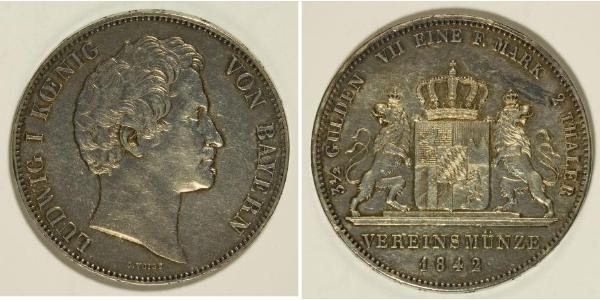 2 Thaler Kingdom of Bavaria (1806 - 1918) Silver Ludwig I of Bavaria (1786 – 1868)