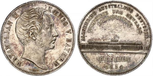 2 Thaler Kingdom of Bavaria (1806 - 1918) Silver Maximilian II of Bavaria (1811 - 1864)