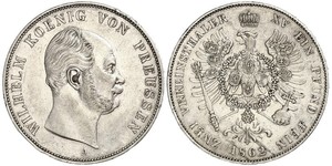 2 Thaler Kingdom of Prussia (1701-1918) Silver Wilhelm I, German Emperor (1797-1888)