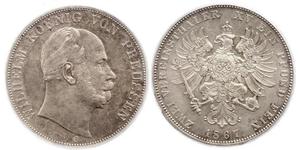 2 Thaler Kingdom of Prussia (1701-1918) Silver Wilhelm I, German Emperor (1797-1888)