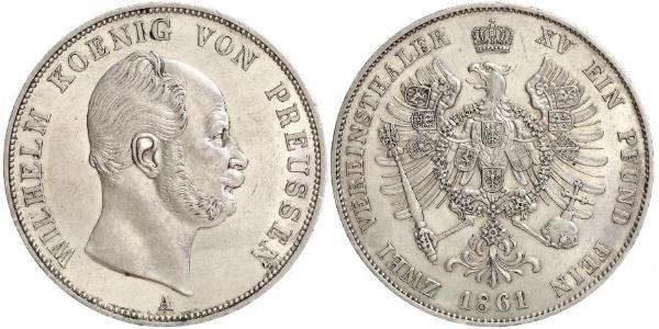 2 Thaler Kingdom of Prussia (1701-1918) Silver Wilhelm I, German Emperor (1797-1888)