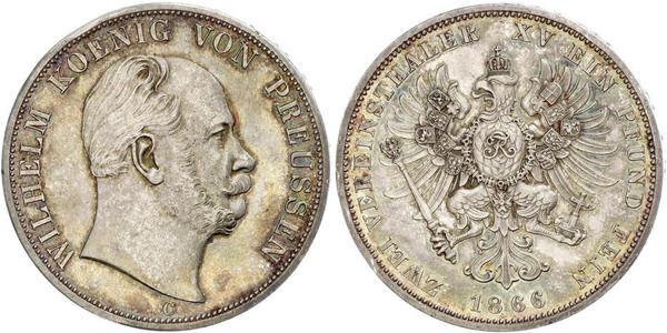 2 Thaler Kingdom of Prussia (1701-1918) Silver Wilhelm I, German Emperor (1797-1888)