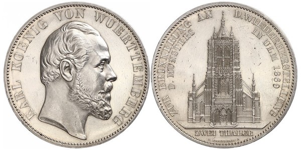 2 Thaler Kingdom of Württemberg (1806-1918) Silver Charles I of Württemberg