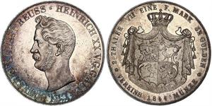 2 Thaler Principality of Reuss-Greiz (1778 - 1918) Silver Heinrich XX, Prince Reuss of Greiz