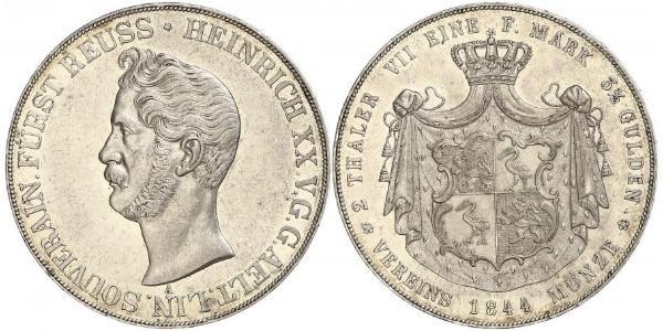 2 Thaler Principality of Reuss-Greiz (1778 - 1918) Silver Heinrich XX, Prince Reuss of Greiz