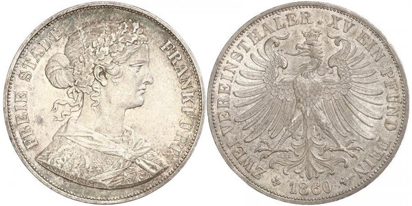 2 Thaler States of Germany Silver 