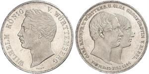 2 Thaler Kingdom of Württemberg (1806-1918) 銀 威廉一世 (符腾堡)