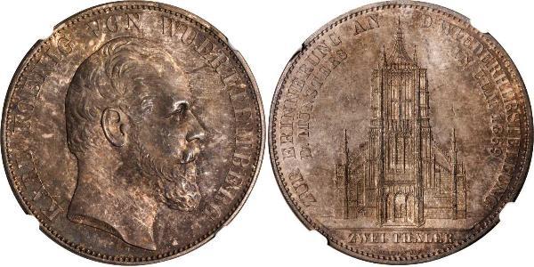 2 Thaler Kingdom of Württemberg (1806-1918) 銀 卡尔一世 (符腾堡)