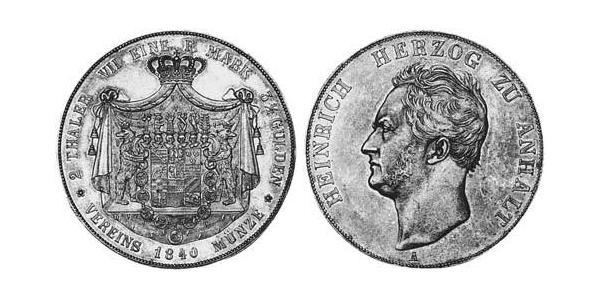 2 Thaler Principality of Anhalt-Köthen (1603 -1853) 銀 亨利 (安哈特-科滕) (1778 - 1847)