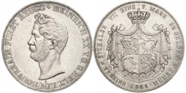 2 Thaler Principality of Reuss-Greiz (1778 - 1918) 銀 亨利二十世 (羅伊斯-格賴茨)