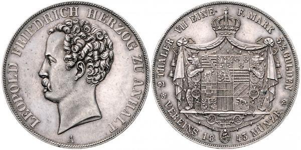 2 Thaler 安哈尔特-德绍 銀 利奥波德四世 (安哈尔特) (1794 - 1871)
