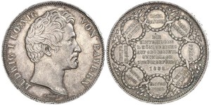 2 Thaler 巴伐利亞王國 (1806 - 1918) 銀 路德维希一世 (巴伐利亚)