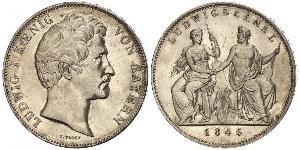 2 Thaler 巴伐利亞王國 (1806 - 1918) 銀 路德维希一世 (巴伐利亚)