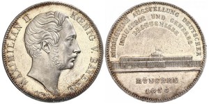 2 Thaler 巴伐利亞王國 (1806 - 1918) 銀 马克西米利安二世 (巴伐利亚国王)