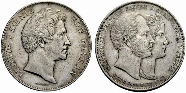 2 Thaler 巴伐利亞王國 (1806 - 1918) 銀 路德维希一世 (巴伐利亚)