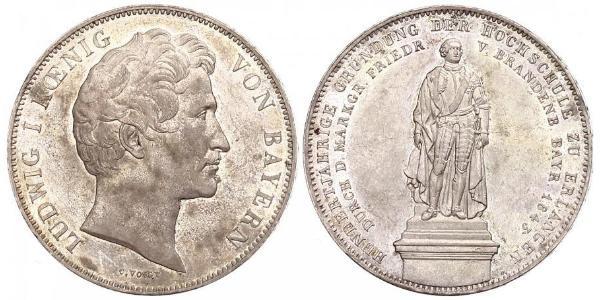 2 Thaler 巴伐利亞王國 (1806 - 1918) 銀 路德维希一世 (巴伐利亚)