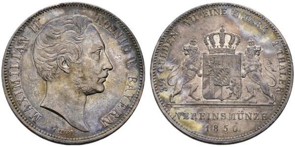 2 Thaler 巴伐利亞王國 (1806 - 1918) 銀 马克西米利安二世 (巴伐利亚国王)