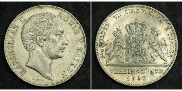 2 Thaler 巴伐利亞王國 (1806 - 1918) 銀 马克西米利安二世 (巴伐利亚国王)