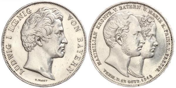 2 Thaler 巴伐利亞王國 (1806 - 1918) 銀 路德维希一世 (巴伐利亚)