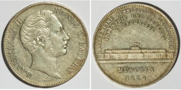2 Thaler 巴伐利亞王國 (1806 - 1918) 銀 马克西米利安二世 (巴伐利亚国王)
