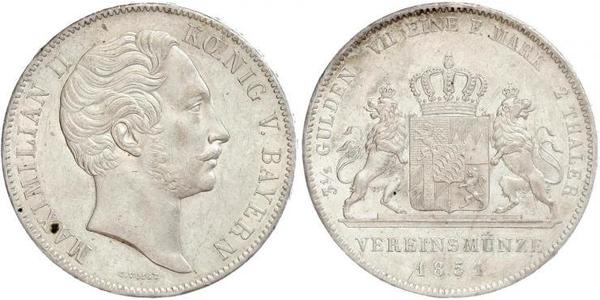 2 Thaler 巴伐利亞王國 (1806 - 1918) 銀 马克西米利安二世 (巴伐利亚国王)