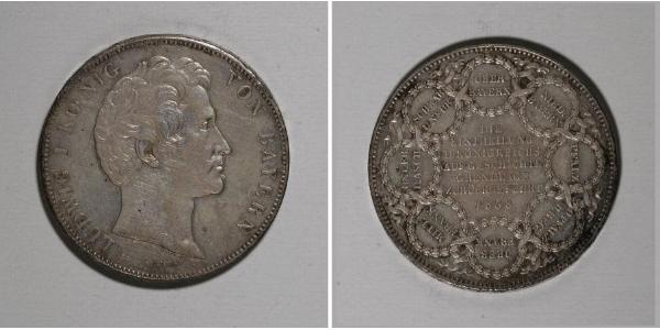 2 Thaler 巴伐利亞王國 (1806 - 1918) 銀 路德维希一世 (巴伐利亚)