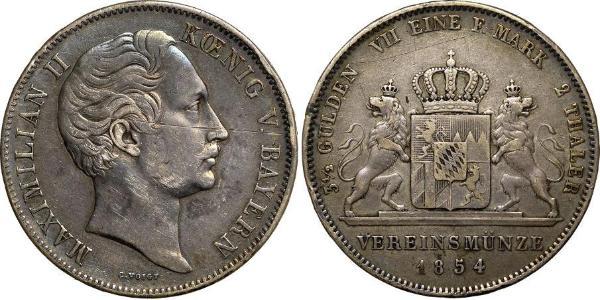 2 Thaler 巴伐利亞王國 (1806 - 1918) 銀 马克西米利安二世 (巴伐利亚国王)