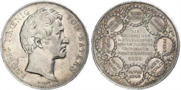 2 Thaler 巴伐利亞王國 (1806 - 1918) 銀 路德维希一世 (巴伐利亚)