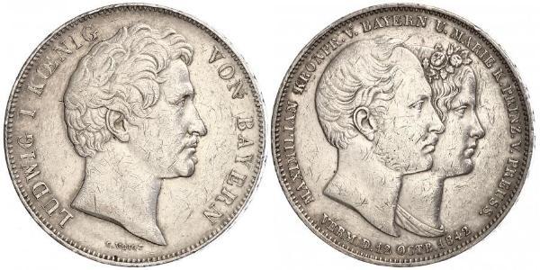 2 Thaler 巴伐利亞王國 (1806 - 1918) 銀 路德维希一世 (巴伐利亚)