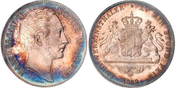 2 Thaler 巴伐利亞王國 (1806 - 1918) 銀 马克西米利安二世 (巴伐利亚国王)
