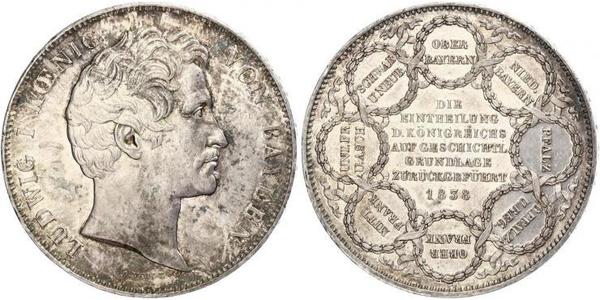 2 Thaler 巴伐利亞王國 (1806 - 1918) 銀 路德维希一世 (巴伐利亚)