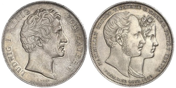 2 Thaler 巴伐利亞王國 (1806 - 1918) 銀 路德维希一世 (巴伐利亚)