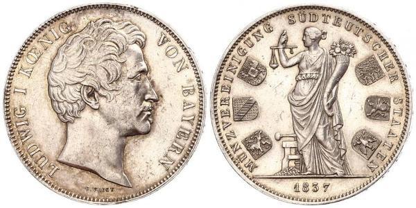 2 Thaler 巴伐利亞王國 (1806 - 1918) 銀 路德维希一世 (巴伐利亚)