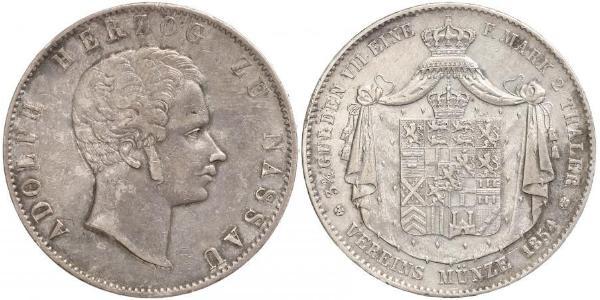 2 Thaler 拿骚公国 (1806 - 1866) 銀 阿道夫 (卢森堡大公)
