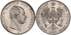 2 Thaler 普魯士王國 (1701 - 1918) 銀 威廉一世 (德国)
