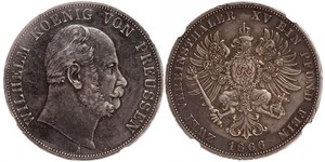 2 Thaler 普魯士王國 (1701 - 1918) 銀 威廉一世 (德国)